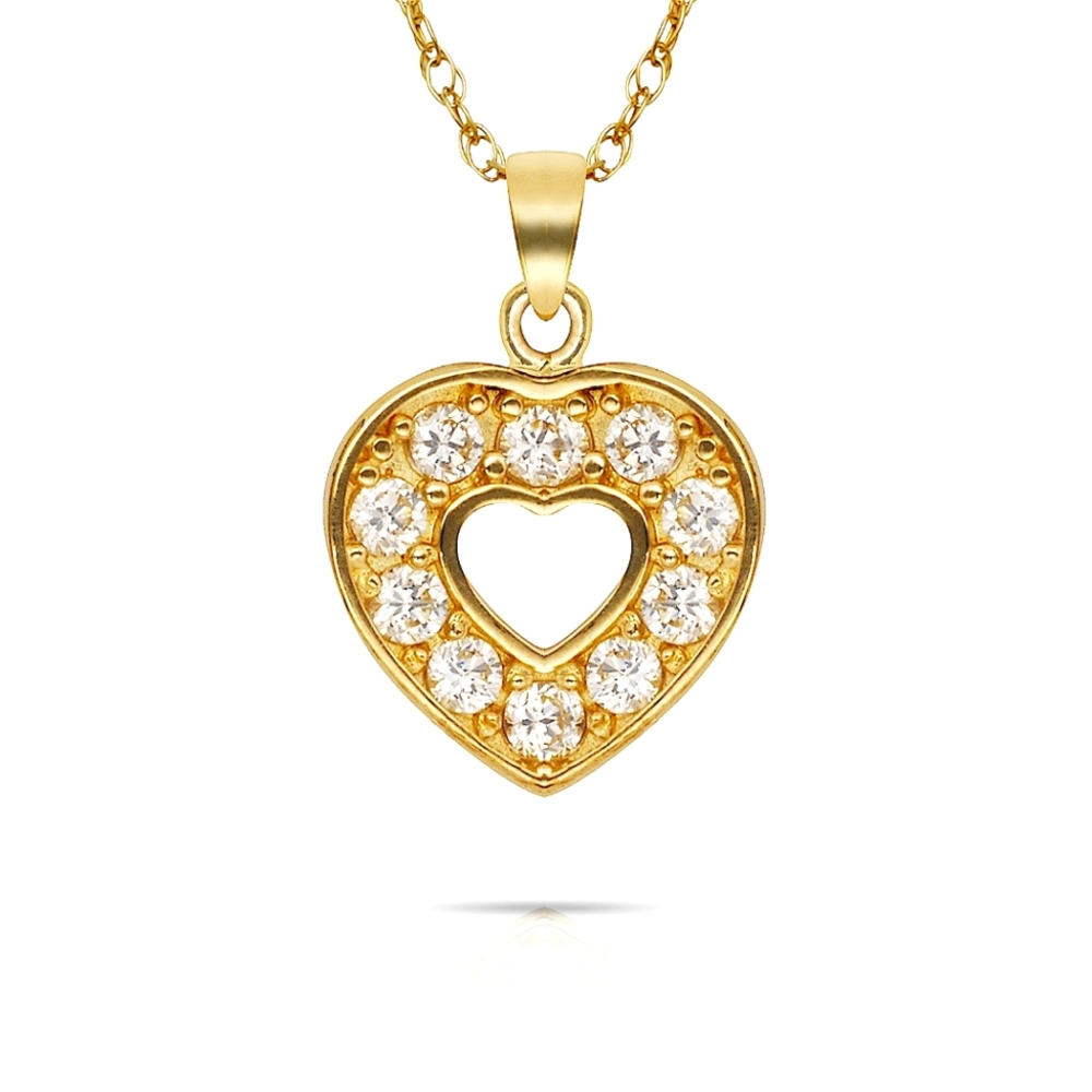 14K Yellow Gold Diamond Heart ❤️ Shape Pendant